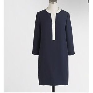 J CREW | tipped navy white shirt dress 0 NWT